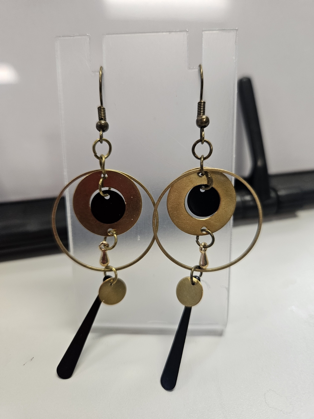 Gold & Black Dangle Earrings Like New
